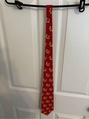 ACME Red Floral Tie with Yellow Accents